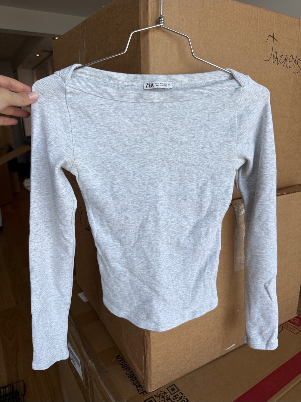 Zara Light Gray Kids Long-Sleeve Top